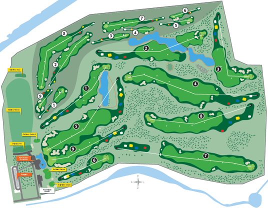 Mapa jamek golfového hřiště Karviná-Lipiny